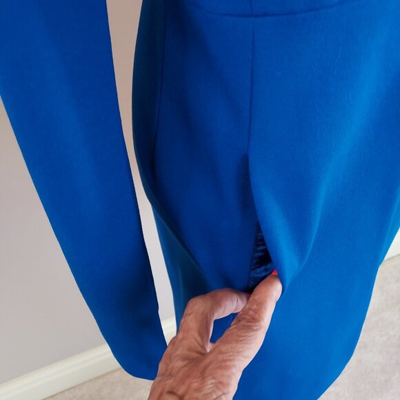 Zara Royal Blue Inverted Lapel Long Blazer Size Small - Picture 6 of 15